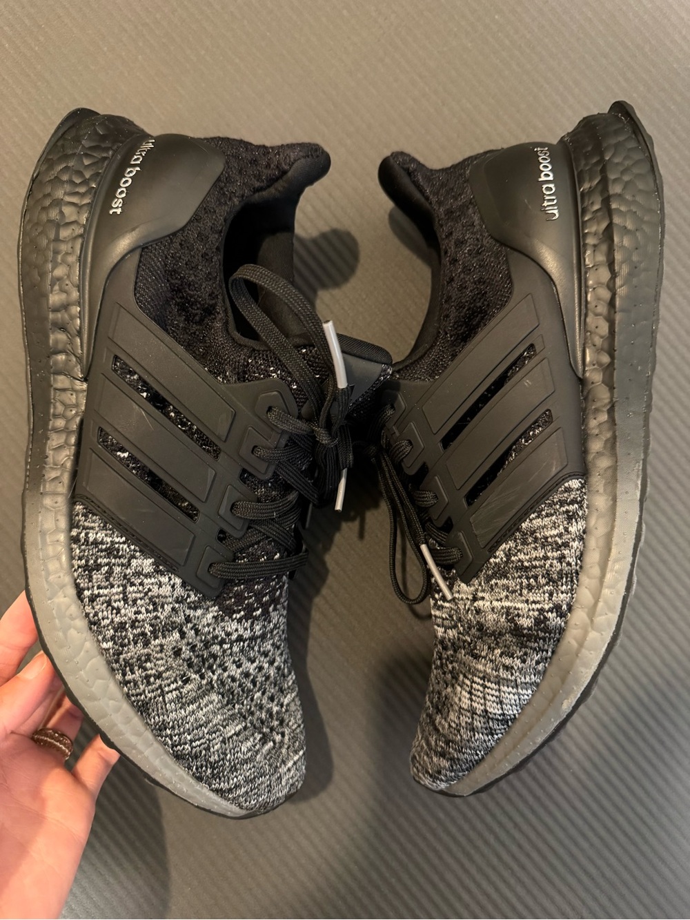 Adidas Knit Gray & Black Ultraboost Sneakers - Picture 7 of 14